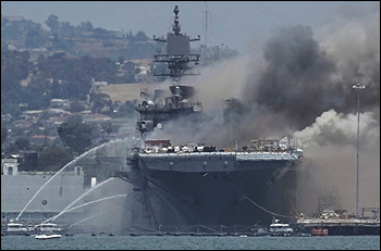 USS Bonhomme Richard ablaze in San Diego