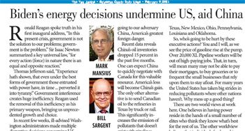 Column by the Two Amigos on Biden Energy Policy