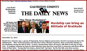 Hardship can bring an attitude of gratitude: The Mayflower Story