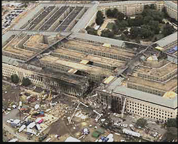 Image of the Pentagon in Washington, DC after terrorists attacked in 9-11-2001