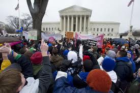 Associated Press image of Protesters at the U.S. Supreme Court during the March 2012 March for Life Rally