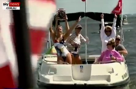 Over 100 boat owners put on a parage for Trump in central Wisconsin