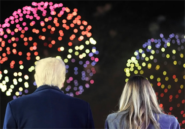 The Trumps look at fireworks at their Golf Course in Sterling, VA