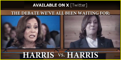 Harris verses Harris Debate advertisement screen shot