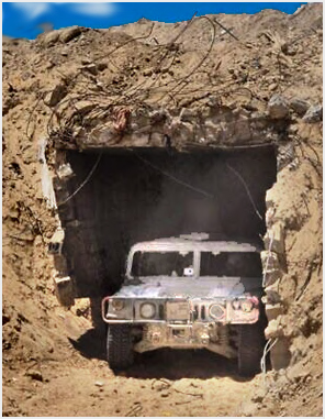 Hummer drives out of Hamas tunnel in Gaza