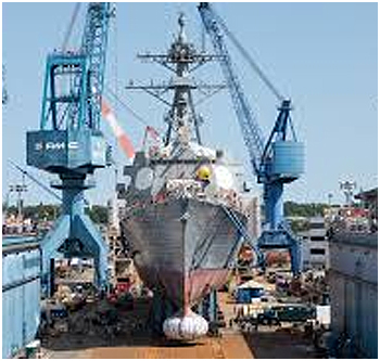 Naval Shipyard Drydock with  Cruiser