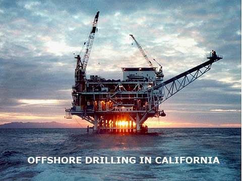 Image of offshore drilling rig off shore of california