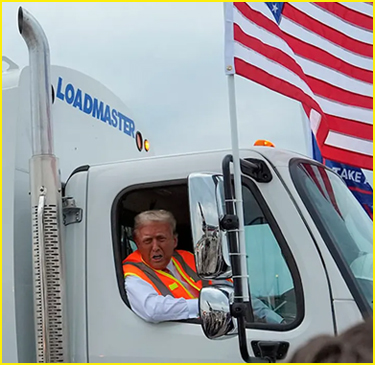 President Trump shows up in a trash truck after Biden calls his supporters"'garbage"