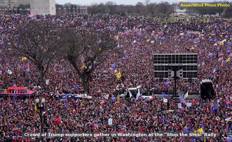 Thousands upon thousands of Trump Supporters gather in Washington, DC at the "Stop the Steal" rally, January 6, 2021