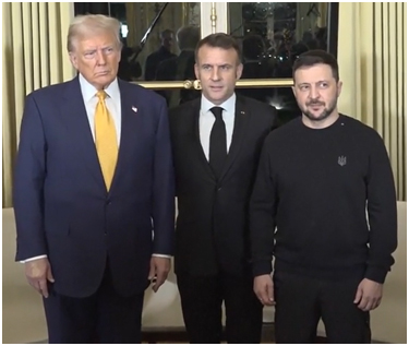 Trump and leaders from France and Ukraine stand together in Paris